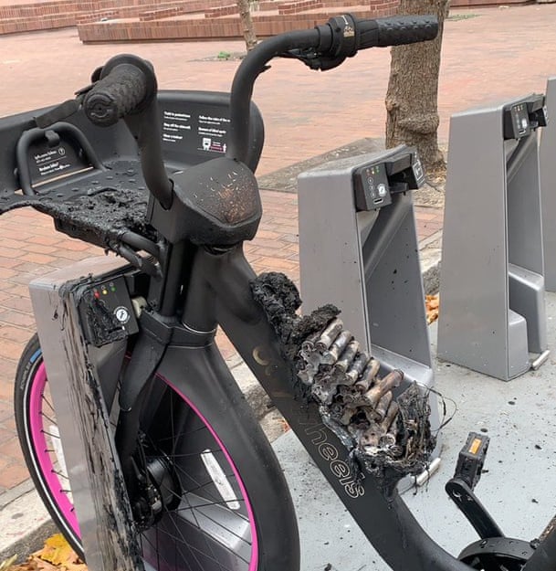 Lyft Electrci bike that caught fire.